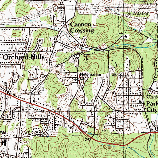 Topographic Map of New Salem Church, GA