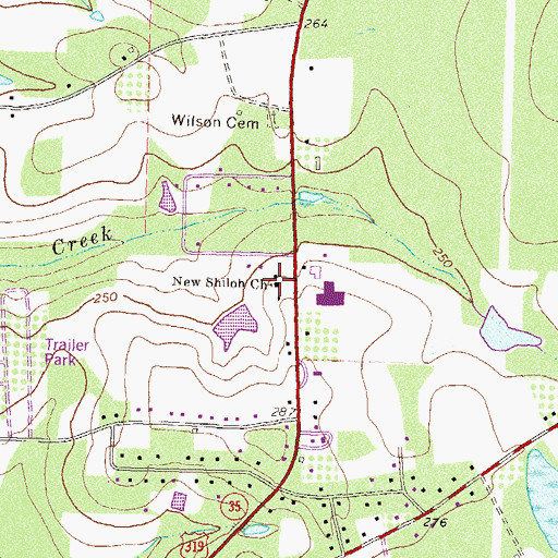 Topographic Map of New Shiloh Church, GA
