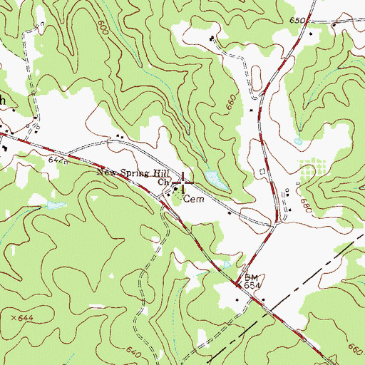 Topographic Map of New Spring Hill Church, GA