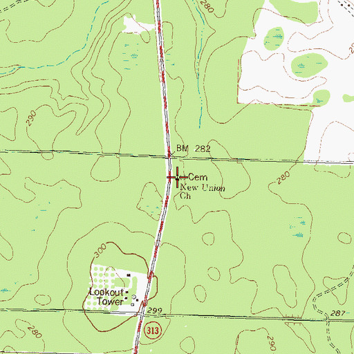 Topographic Map of New Union Church, GA