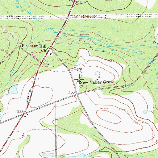 Topographic Map of New Valley Grove Church, GA