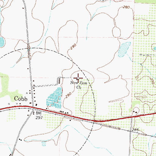 Topographic Map of New Zion Church, GA