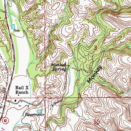 Topographic Map of Monkey Spring, AZ