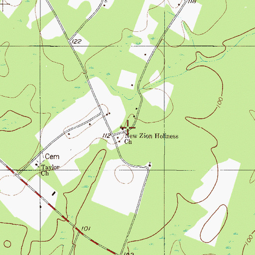 Topographic Map of New Zion Holiness Church, GA