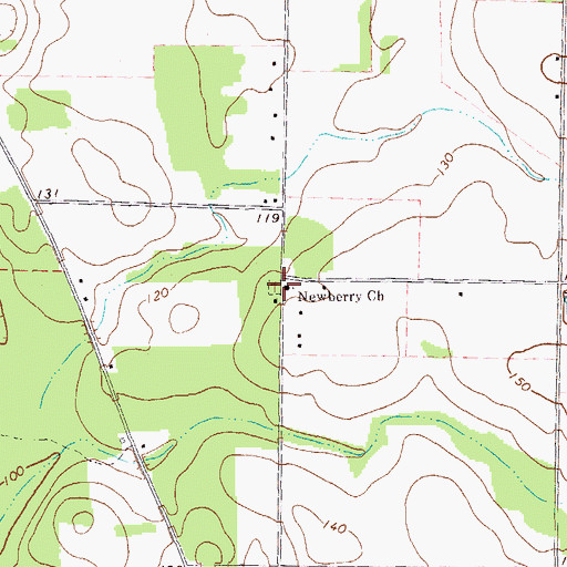 Topographic Map of Newberry Church, GA