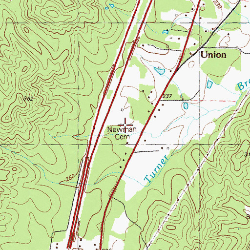 Topographic Map of Newman Cemetery, GA