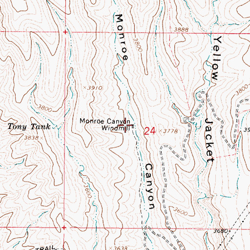 Topographic Map of Monroe Canyon Windmill, AZ