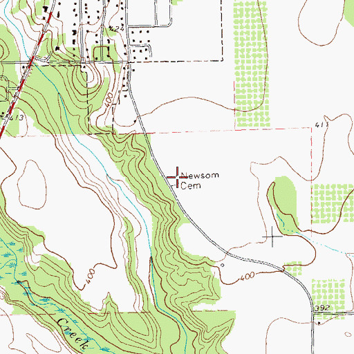 Topographic Map of Newsom Cemetery, GA