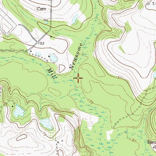 Topographic Map of Newsome Branch, GA