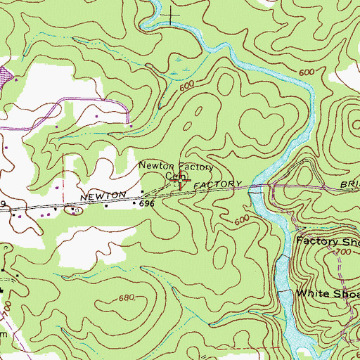 Topographic Map of Newton Factory Cemetery, GA