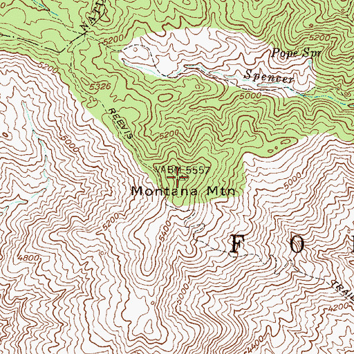 Topographic Map of Montana Mountain, AZ