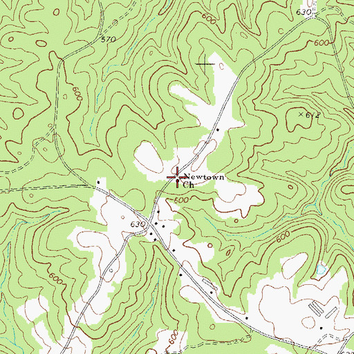 Topographic Map of Newtown Church, GA