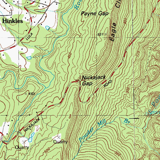 Topographic Map of Nickajack Gap, GA