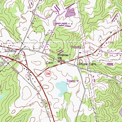 Topographic Map of Niemno Church, GA