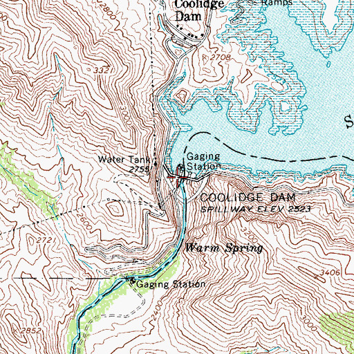 Topographic Map of Coolidge Dam, AZ