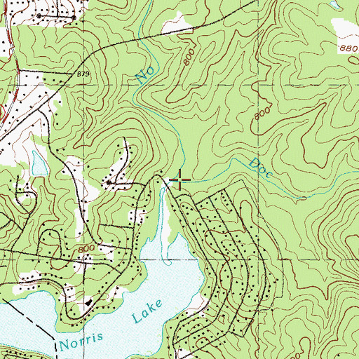 Topographic Map of No Business Creek, GA