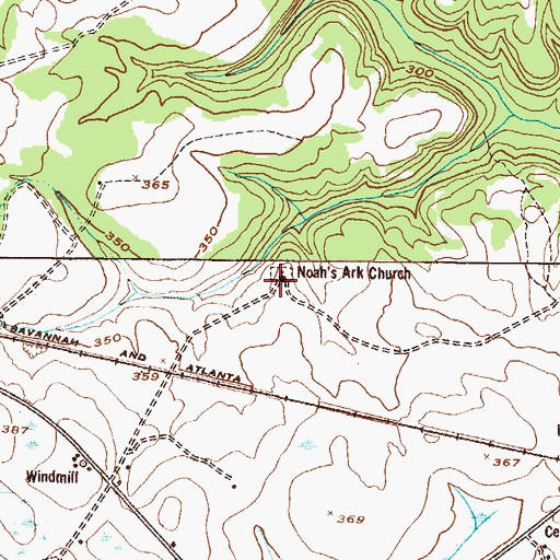 Topographic Map of Noah's Ark Church, GA