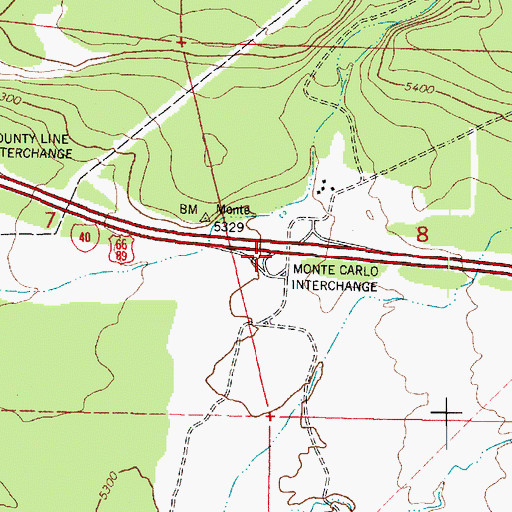 Topographic Map of Monte Carlo Interchange, AZ