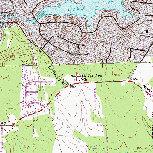 Topographic Map of Noahs Ark Church, GA