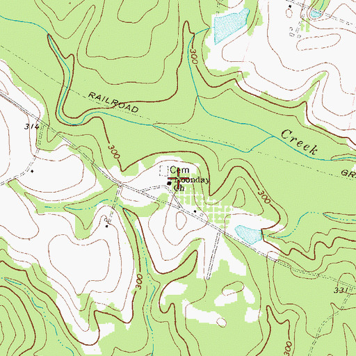 Topographic Map of Noonday Church, GA