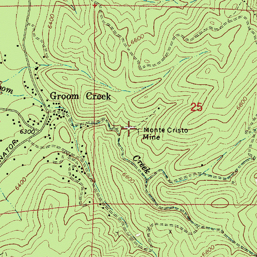 Topographic Map of Monte Cristo Mine, AZ