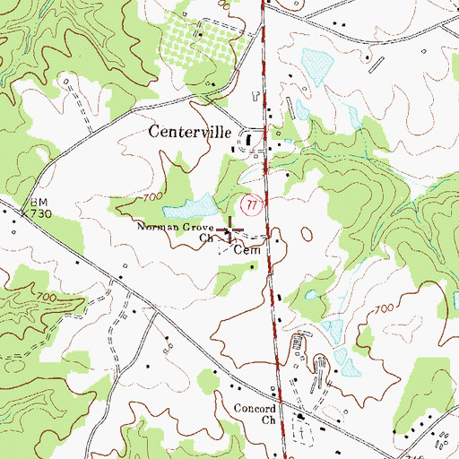 Topographic Map of Norman Grove Church, GA