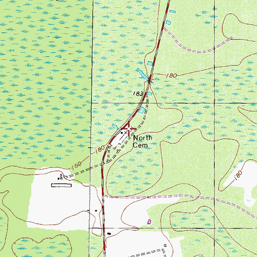 Topographic Map of North Cemetery, GA