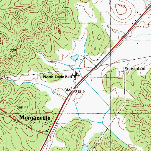 Topographic Map of North Dade School, GA