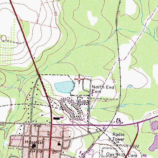 Topographic Map of North End Cemetery, GA