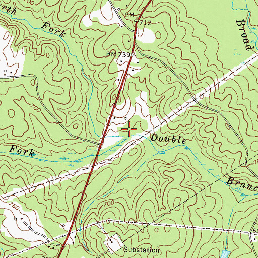 Topographic Map of North Fork Double Branch, GA