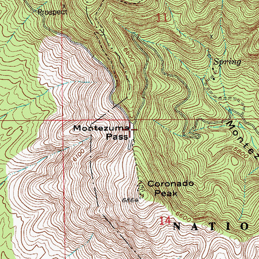 Topographic Map of Montezuma Pass, AZ