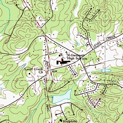 Topographic Map of North Gwinnett High School, GA
