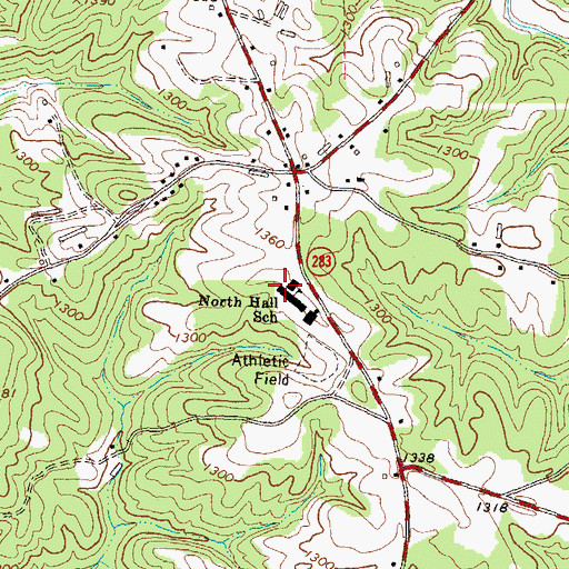 Topographic Map of North Hall School, GA