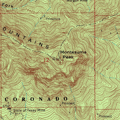 Topographic Map of Montezuma Peak, AZ