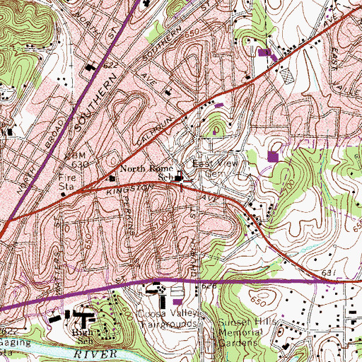 Topographic Map of North Rome School, GA