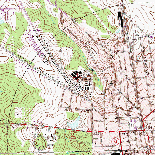 Topographic Map of North School, GA