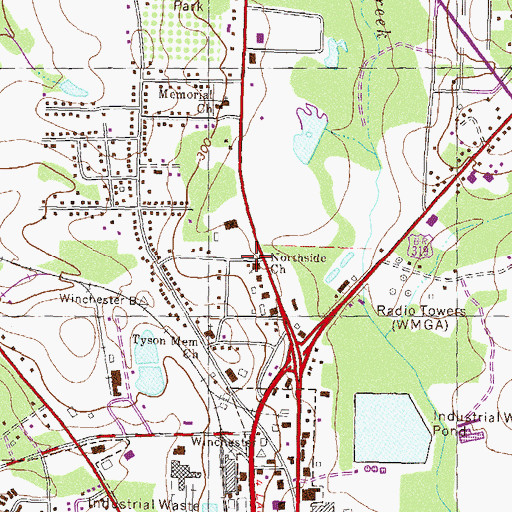 Topographic Map of Northside Church, GA