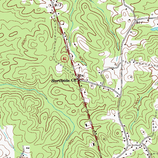 Topographic Map of Northside Church, GA