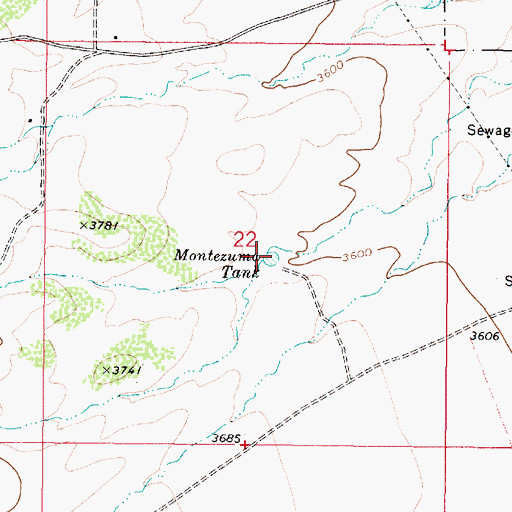 Topographic Map of Montezuma Tank, AZ