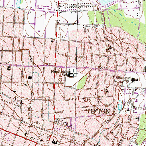 Topographic Map of Northside School, GA
