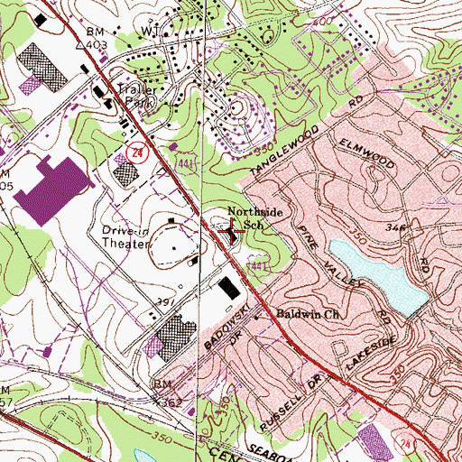 Topographic Map of Northside School, GA