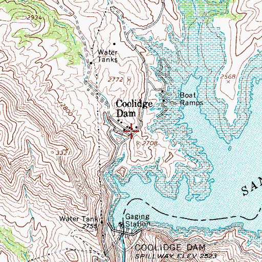 Topographic Map of Coolidge Dam, AZ