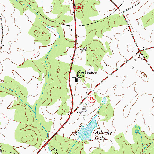 Topographic Map of Northside School, GA