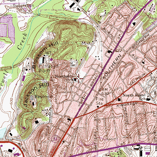 Topographic Map of Northside School, GA