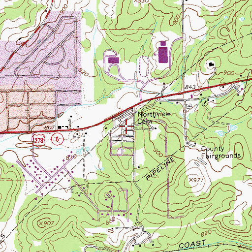 Topographic Map of Northview Cemetery, GA