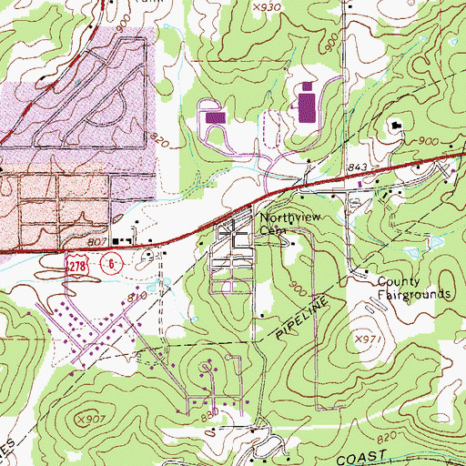 Topographic Map of Northview Cemetery, GA