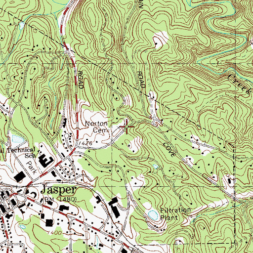 Topographic Map of Norton Cemetery, GA