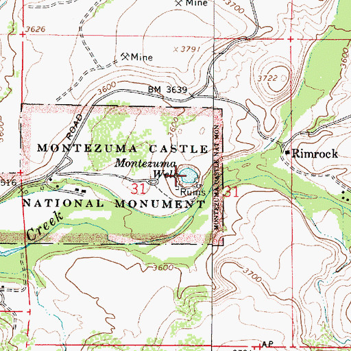 Topographic Map of Montezuma Well, AZ