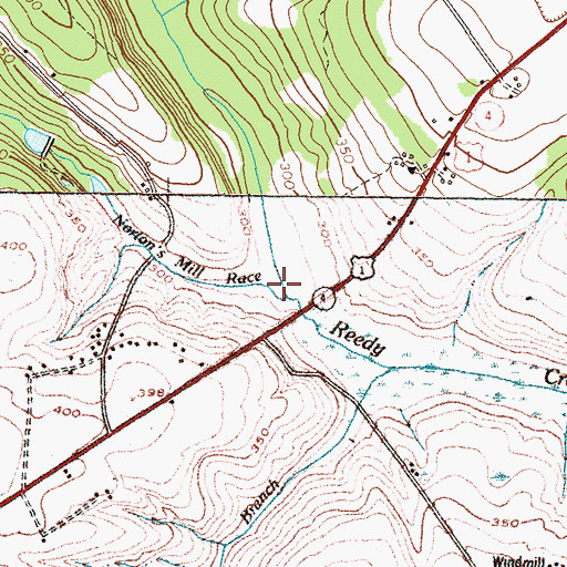 Topographic Map of Nortons Millrace, GA