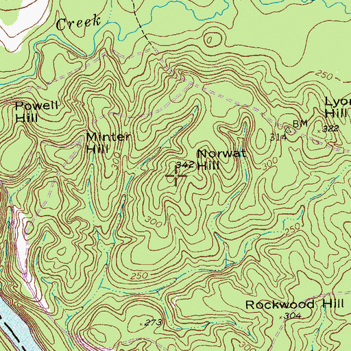 Topographic Map of Norwat Hill, GA